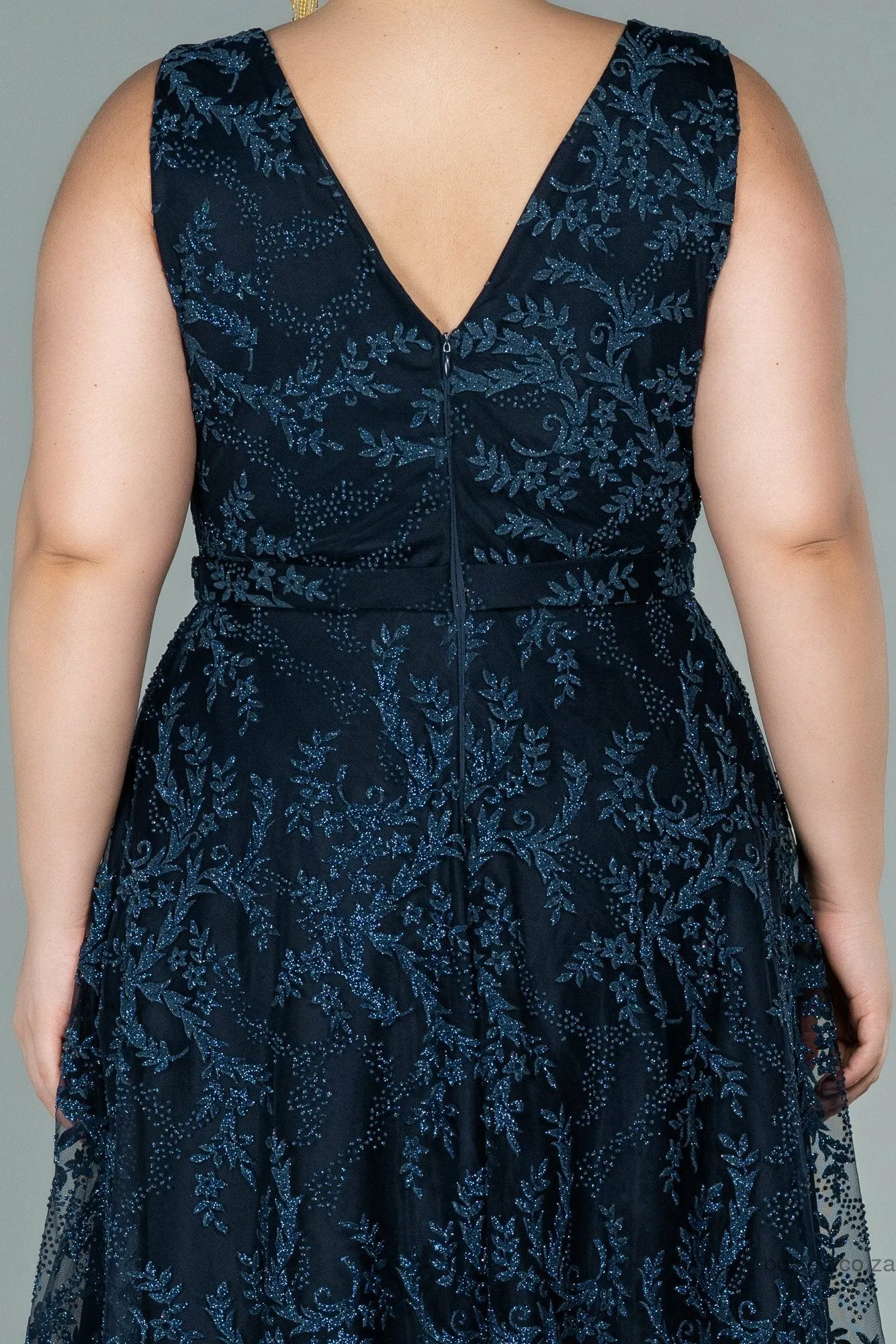 29942 Navy Blue Embroidered Tulle Princess Dress