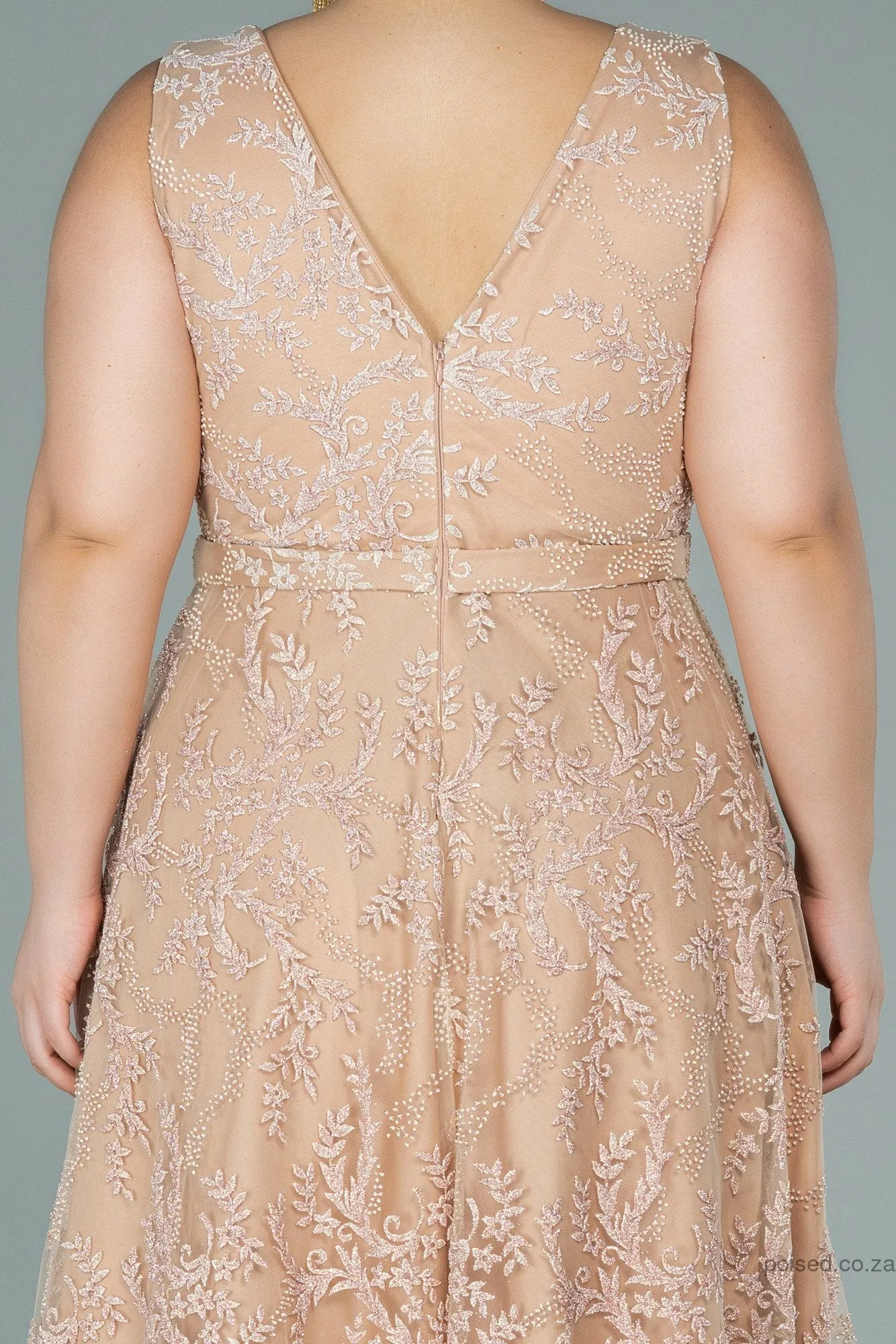 29943 Muted Gold Embroidered Tulle Princess Dress
