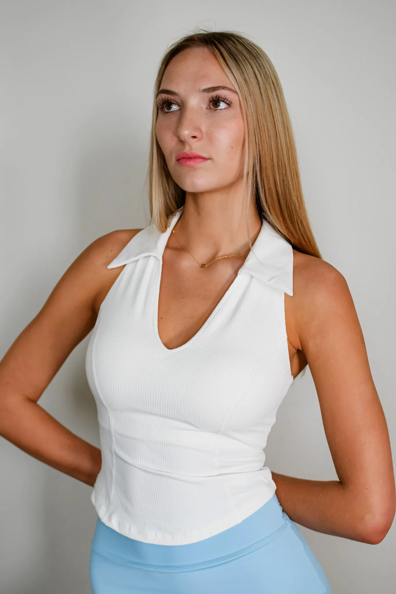 Ace Collar Tank Top - White