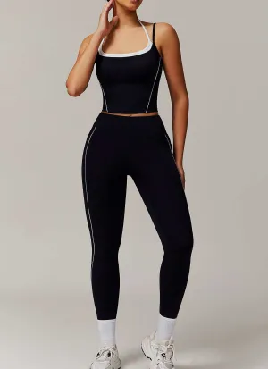 Activewear Set with Double Crossed Tank Top and Legging