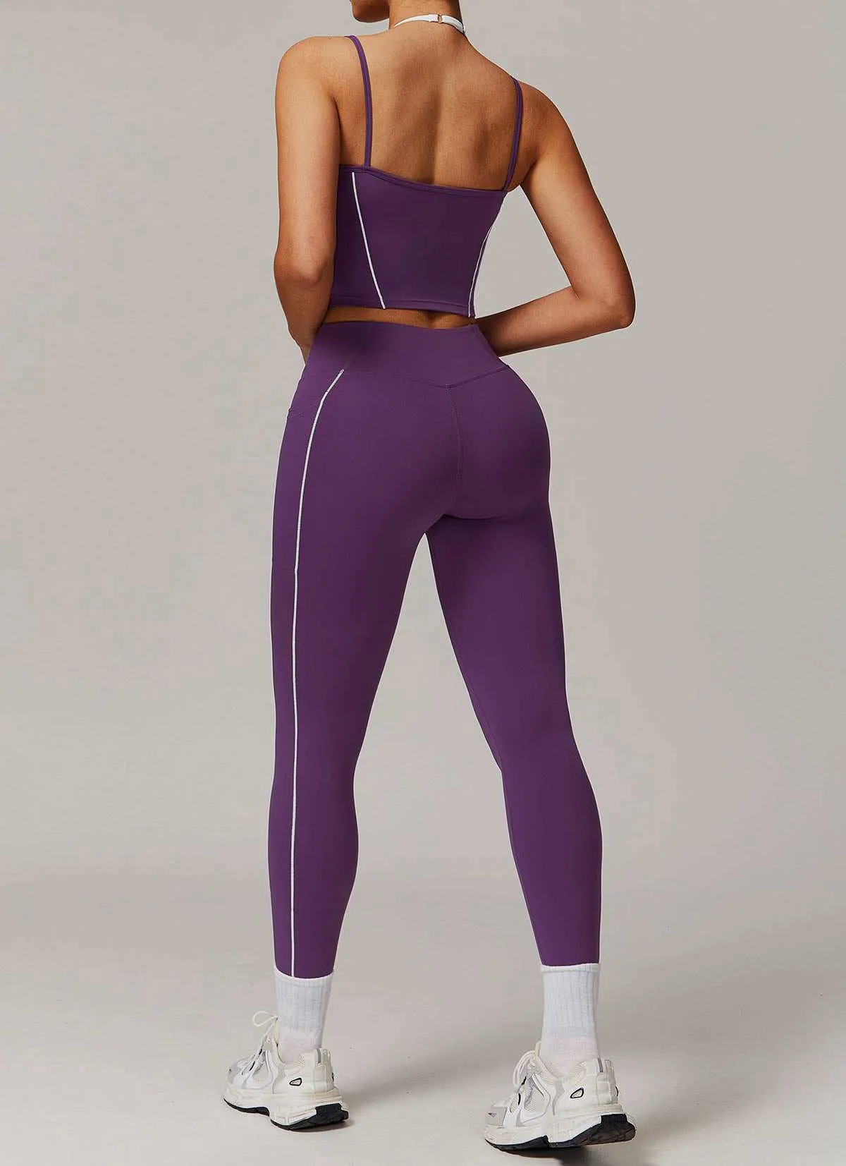 Activewear Set with Double Crossed Tank Top and Legging