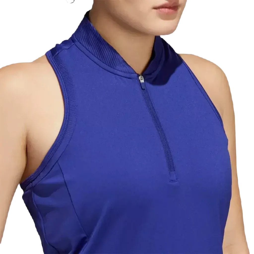 Adidas Racerback Ladies Sleeveless Polo Shirt - Blue