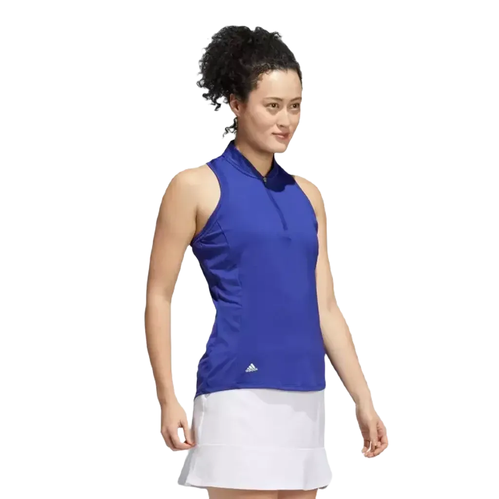 Adidas Racerback Ladies Sleeveless Polo Shirt - Blue