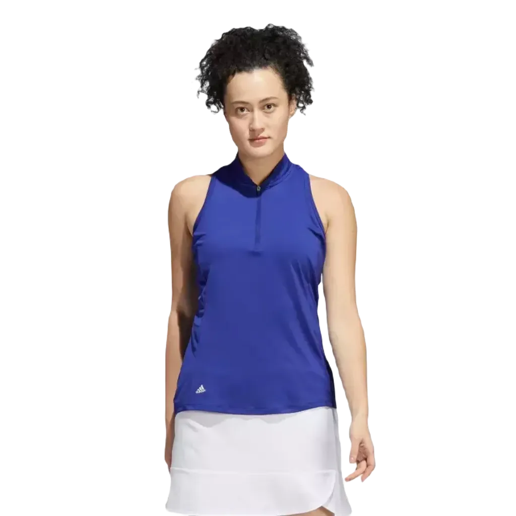 Adidas Racerback Ladies Sleeveless Polo Shirt - Blue