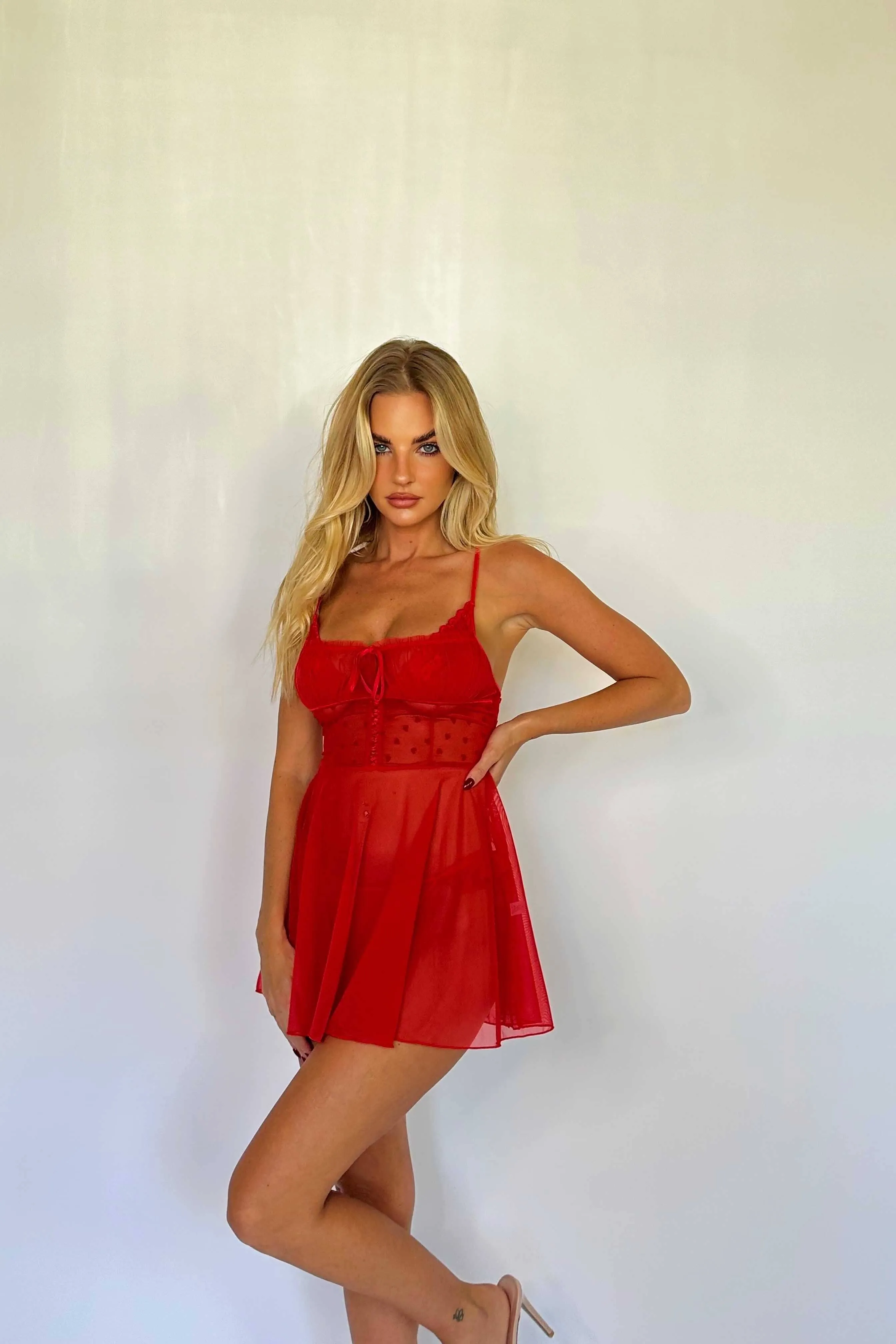 Alma Red Babydoll Set