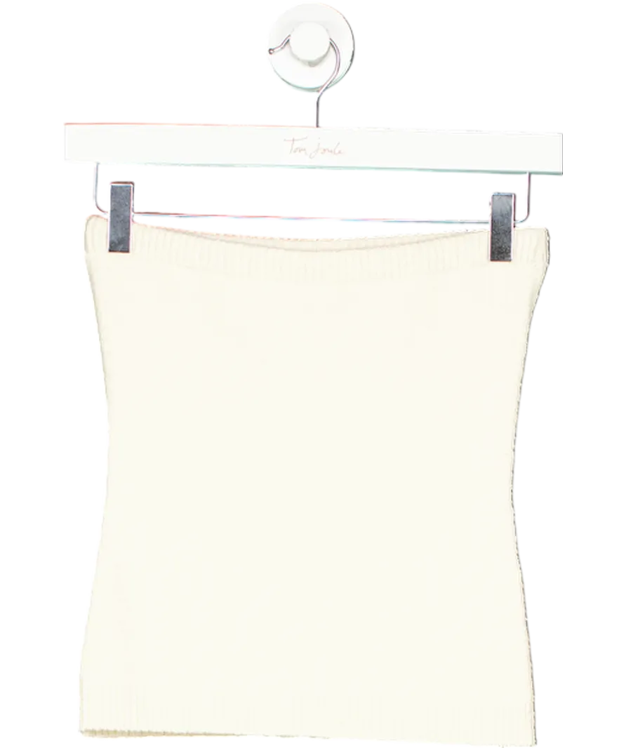 almada label Cream Lulu Top Boucle Cotton Knit Bandeau Top UK S