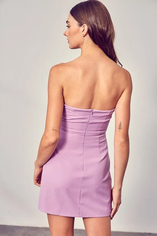 APPLE STRAPLESS TUBE MINI DRESS