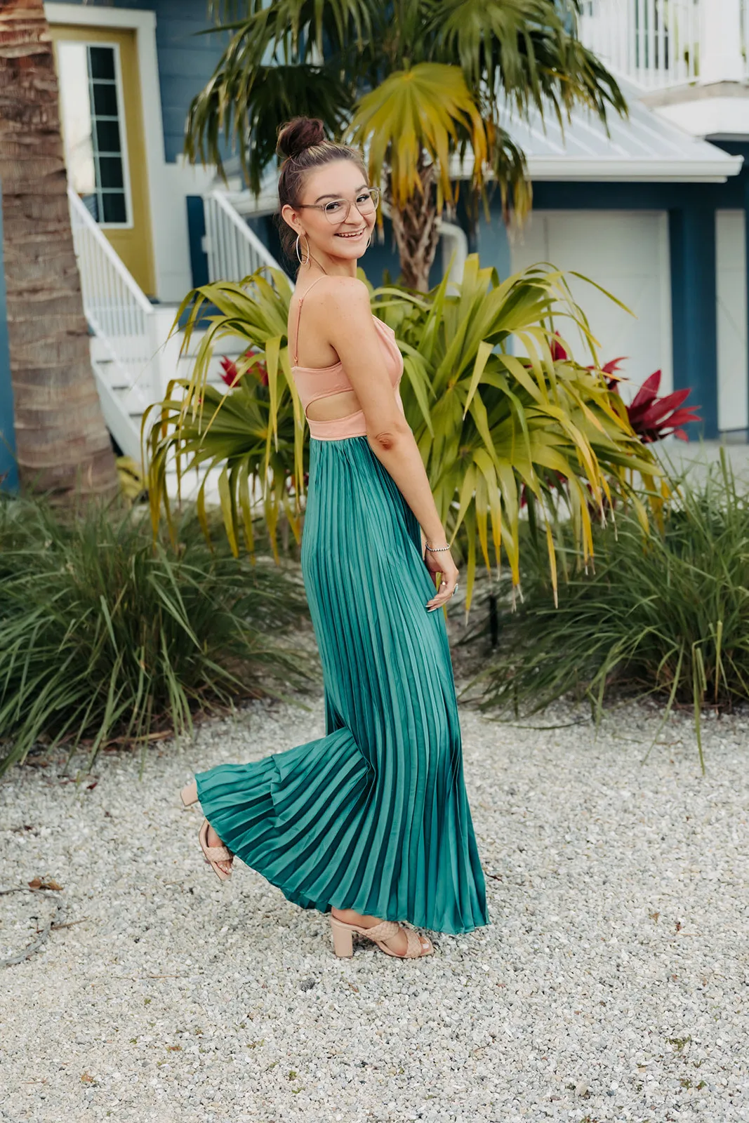 At The Resort Salmon   Green Dress
