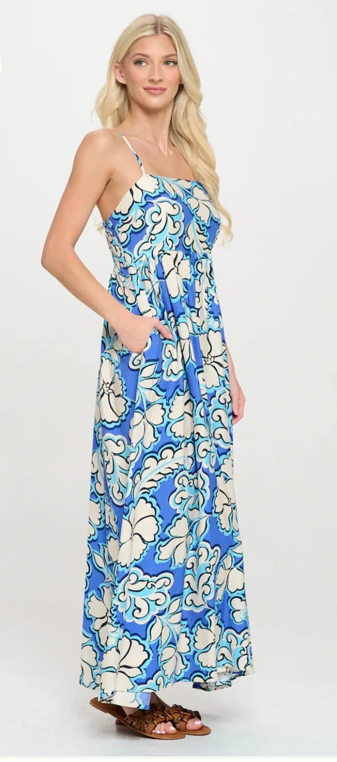 Azure Bloom Maxi Dress