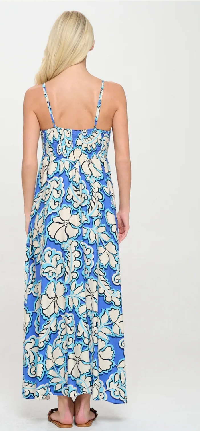 Azure Bloom Maxi Dress