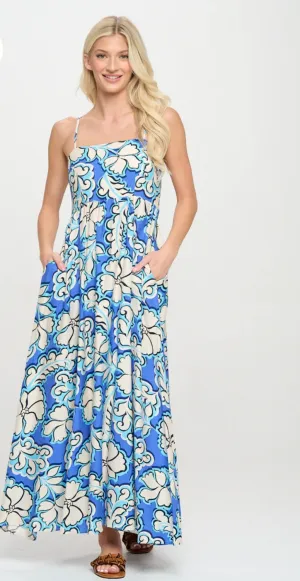 Azure Bloom Maxi Dress