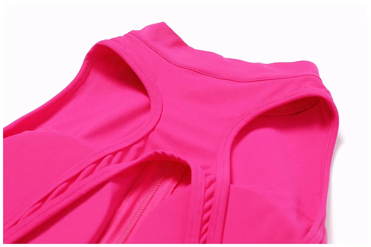 Backless Yoga Jumpsuit Shorts Set Women Zipper Workout Playsuit