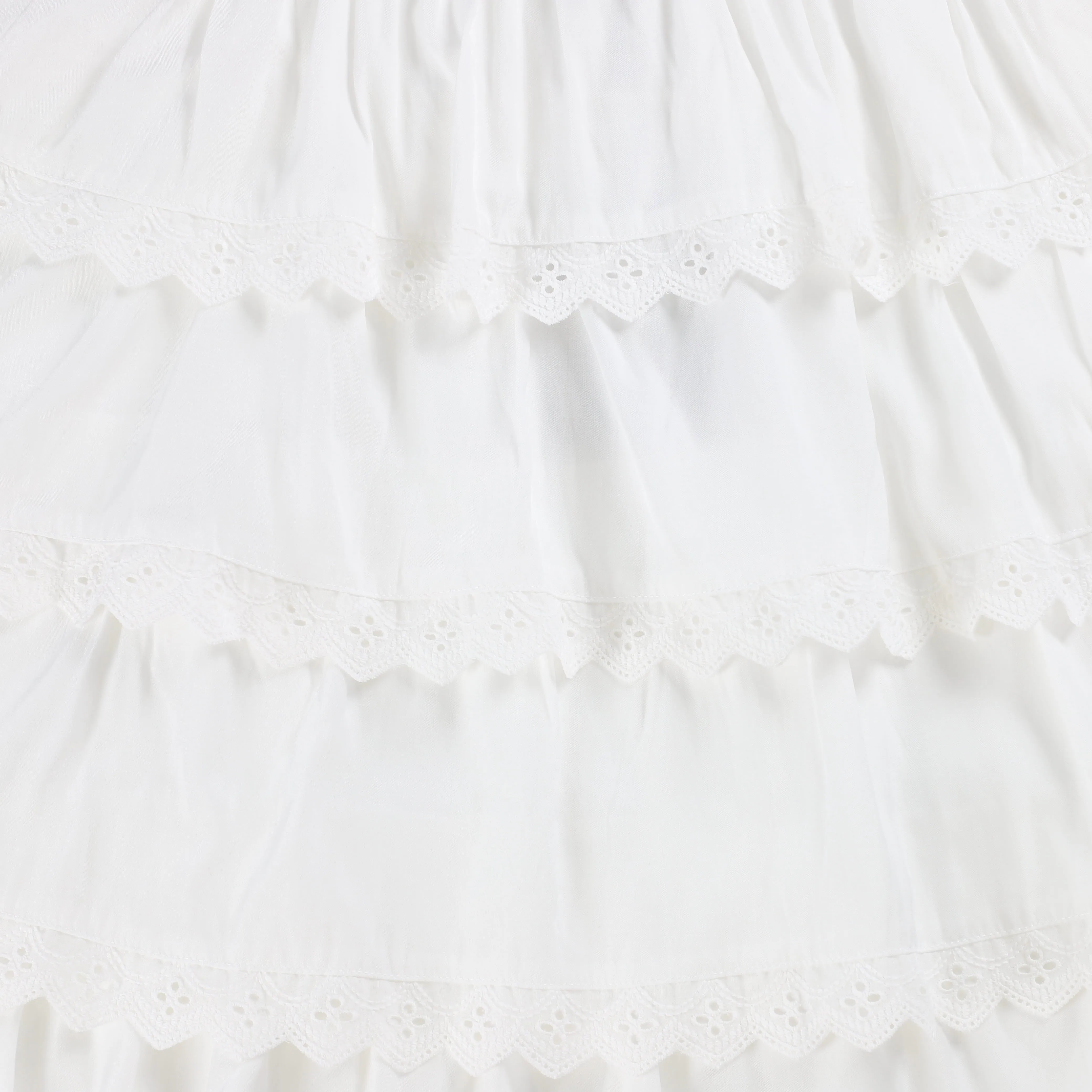 BAMBOO WHITE TRIMMED LACE RUFFLE SKIRT [Final Sale]