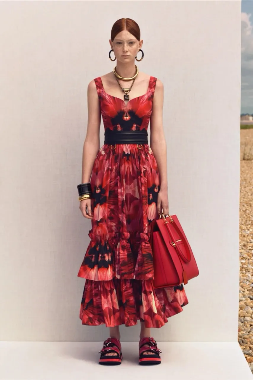 Beautiful Resort 2020 Alexander McQueen by Sarah Burton Floral Printed Cotton Dress w Belt