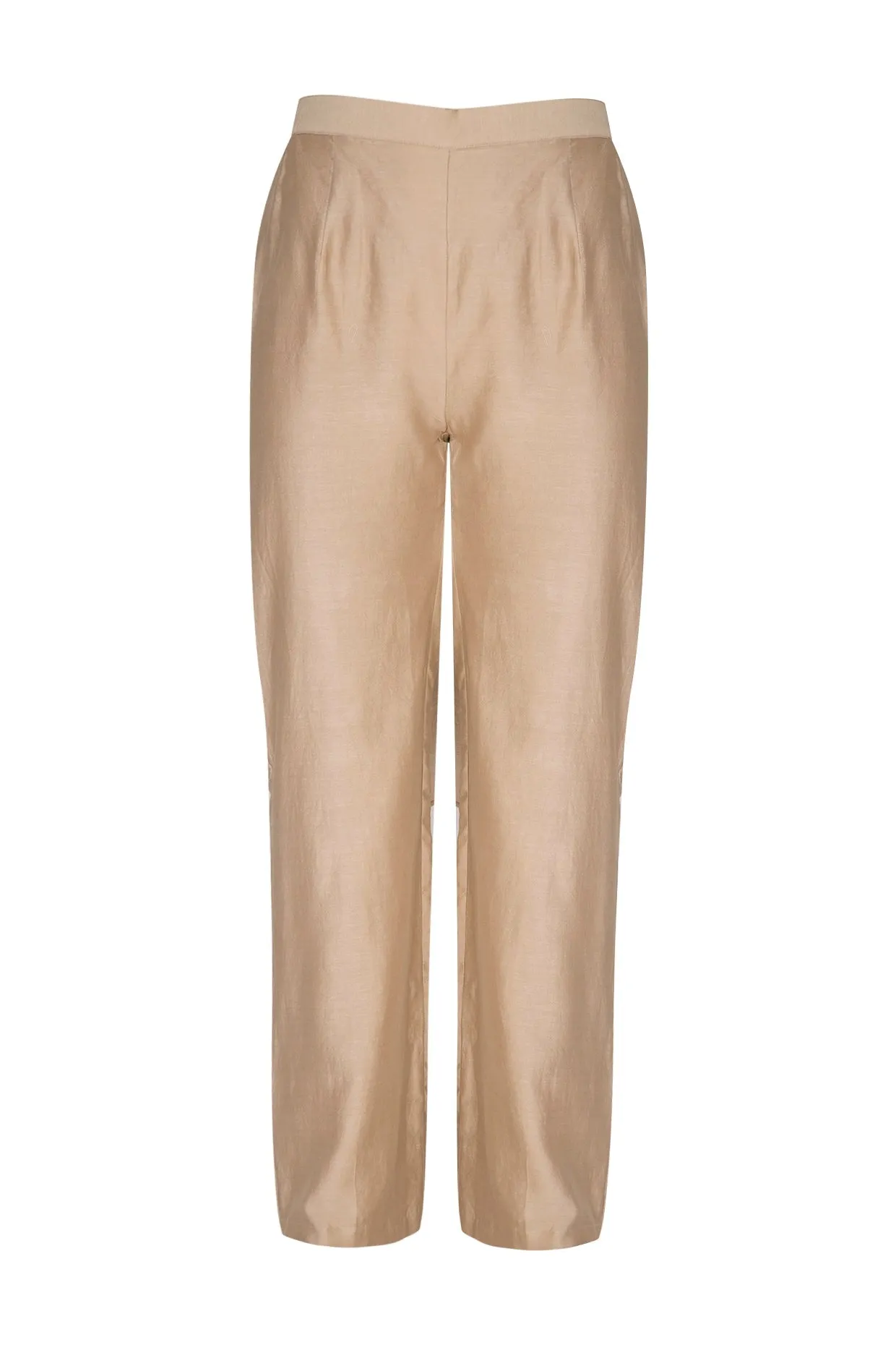 Beige Embroidered Kurta With Palazzo Pants