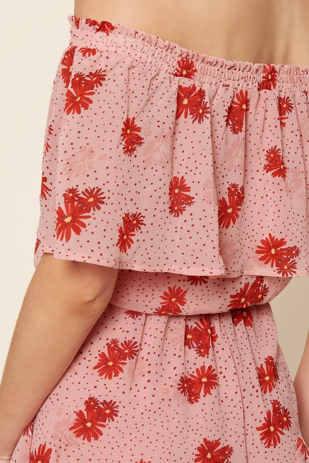 Besame Floral Off the Shoulder Romper