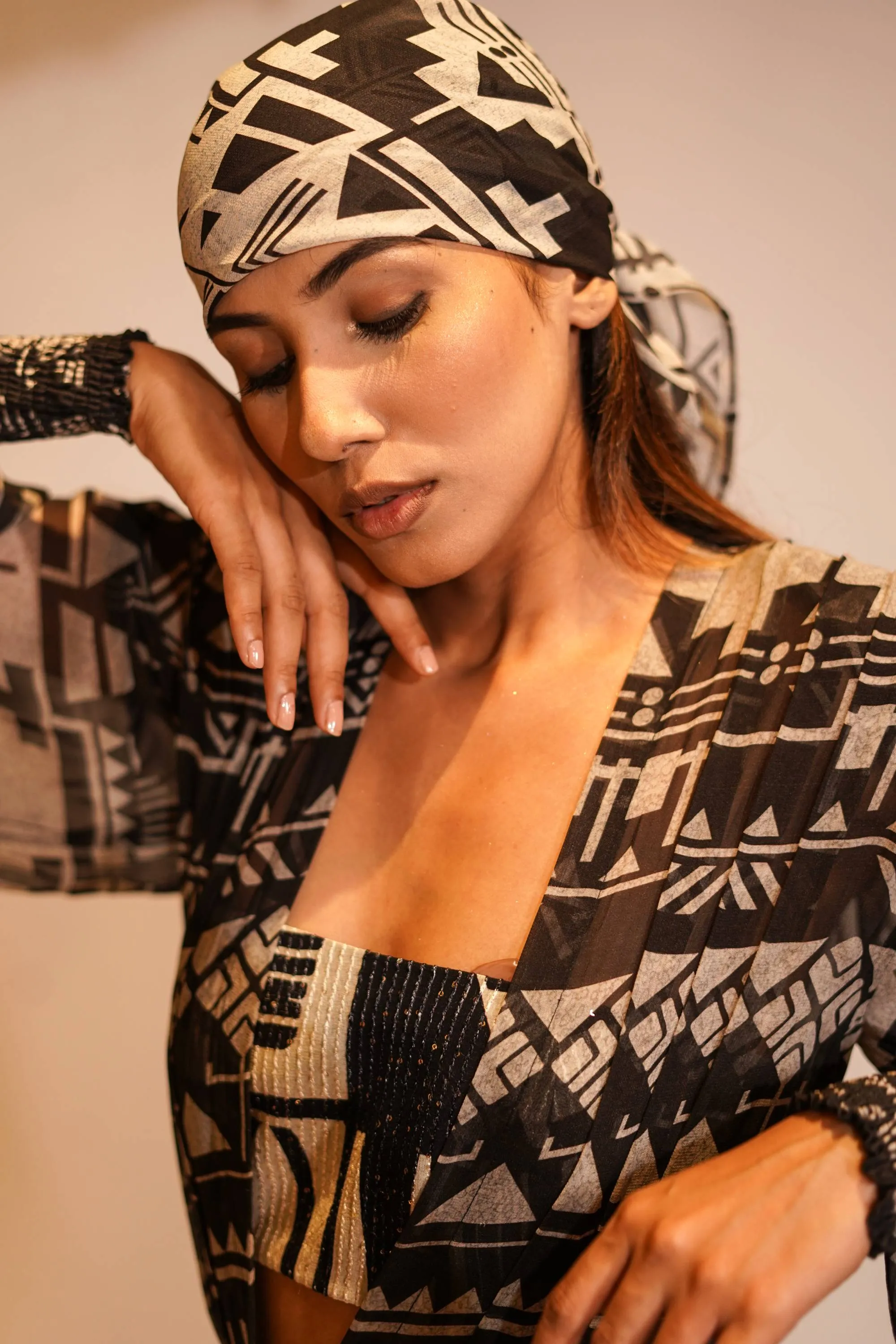 Black base aztec print maxi with tube