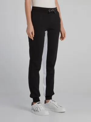 Black Contrast Drawstring Active Trousers
