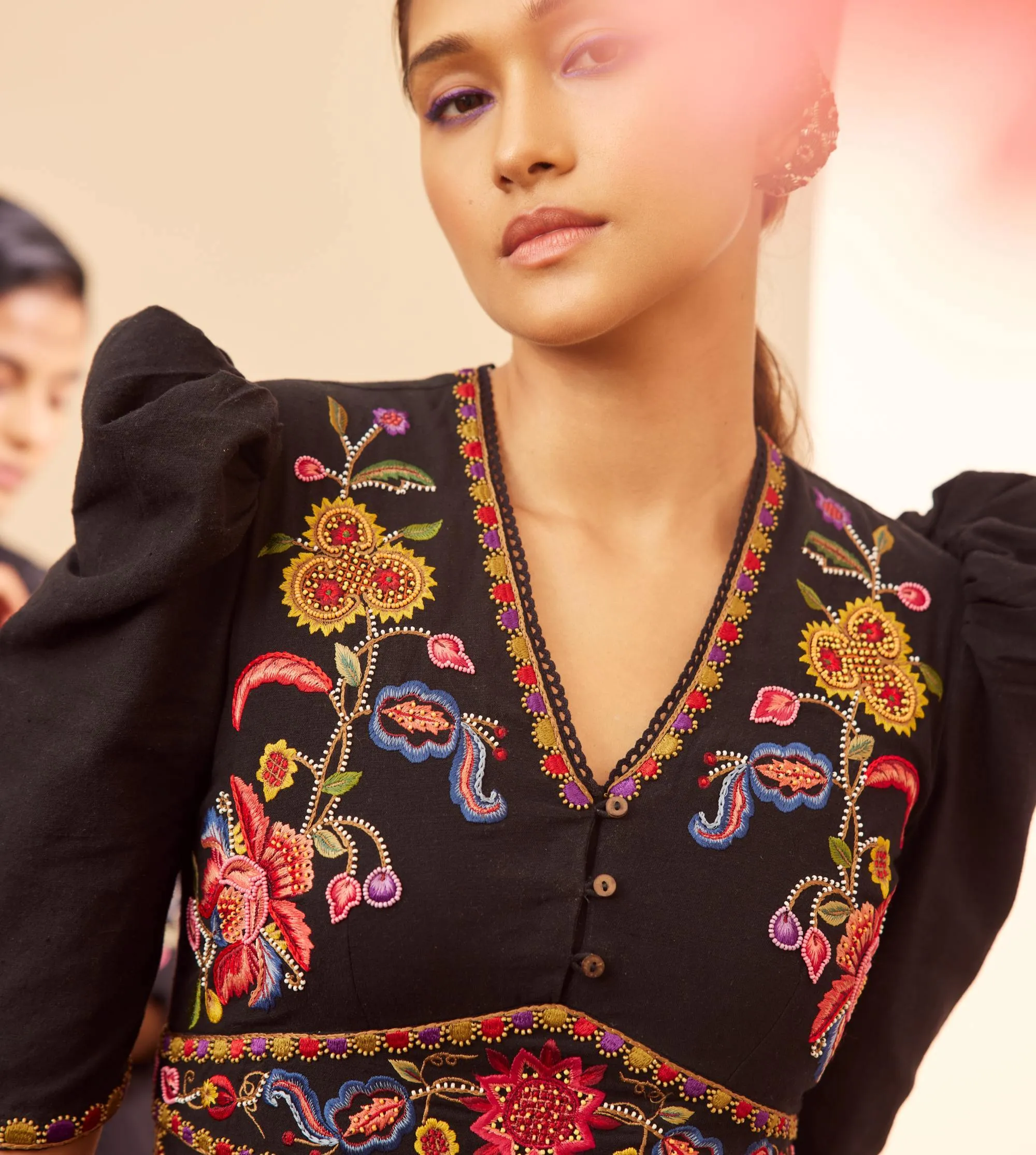 Black embroidered dress