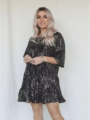 Black Sequin Party Dress