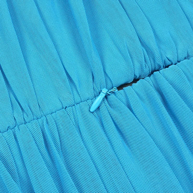 Blue Halter Cross Hollow Mini Dress