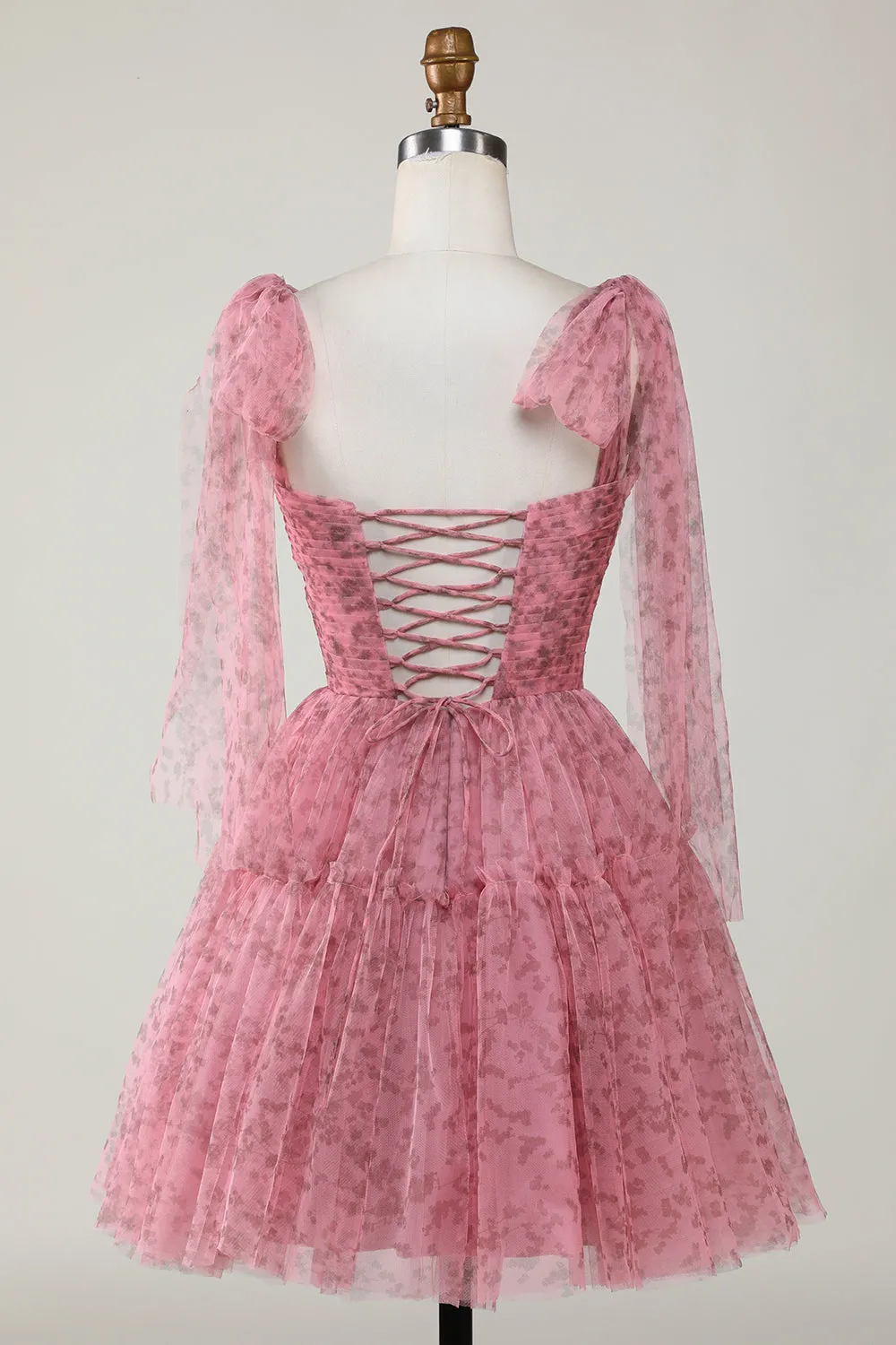 Blush A-Line PrintedShort Tulle Homecoming Dress