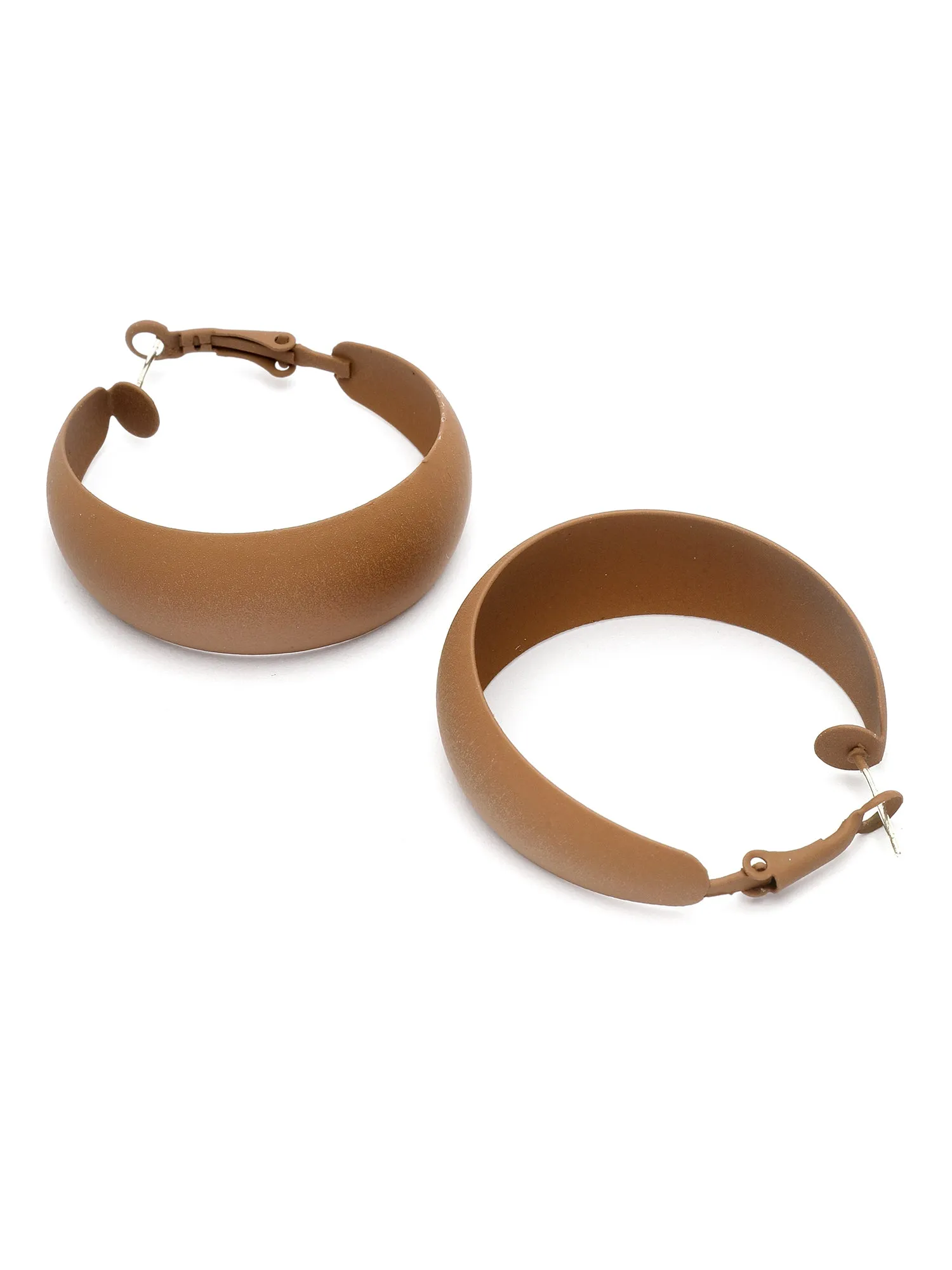 Bohey by KARATCART Matte Finish Brown Graduating Hoop Earrings