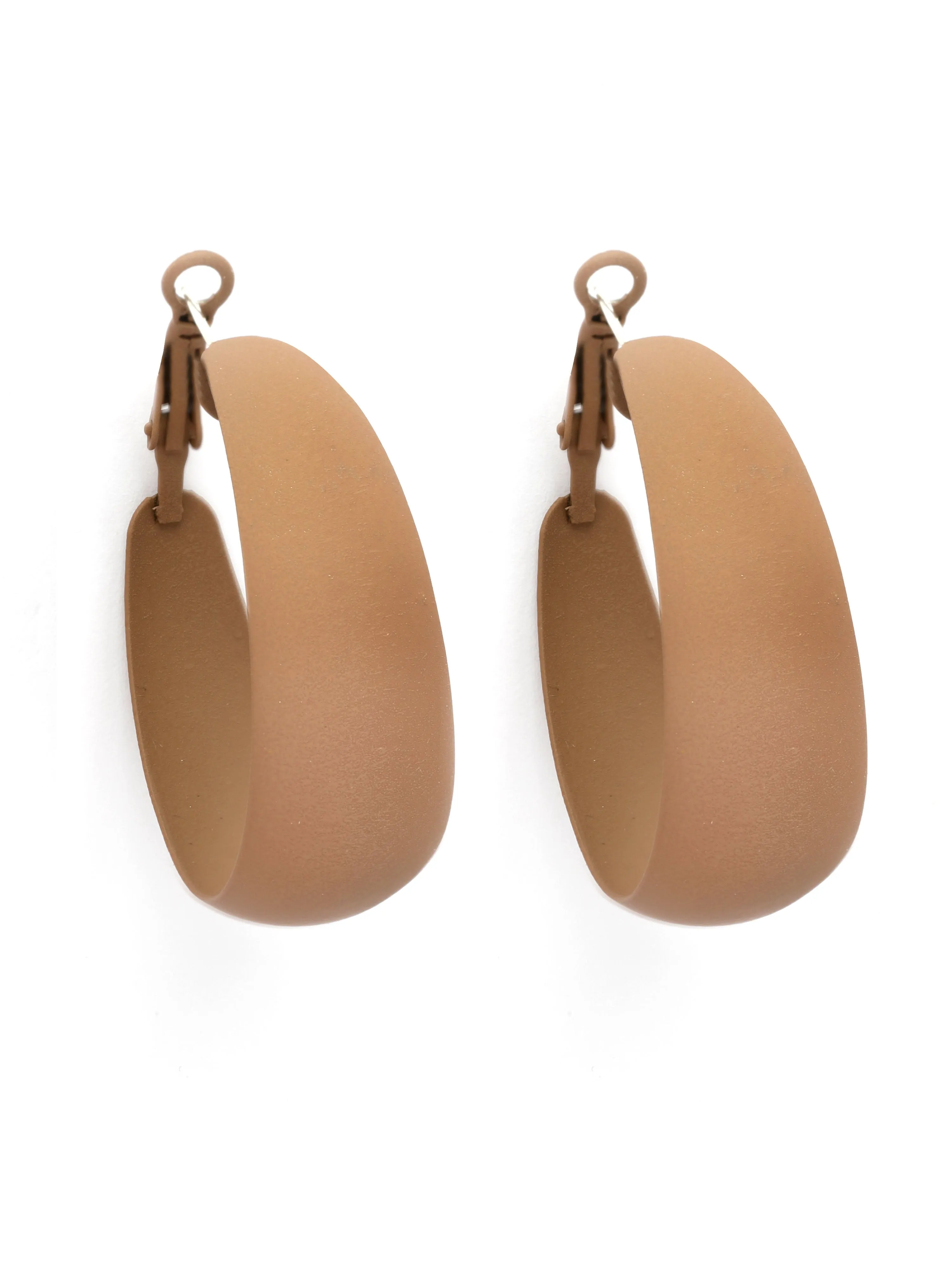 Bohey by KARATCART Matte Finish Brown Graduating Hoop Earrings