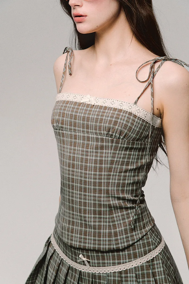 Bow Check Camisole Top / Skirt