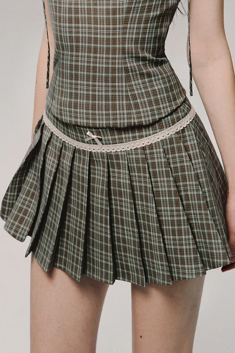 Bow Check Camisole Top / Skirt