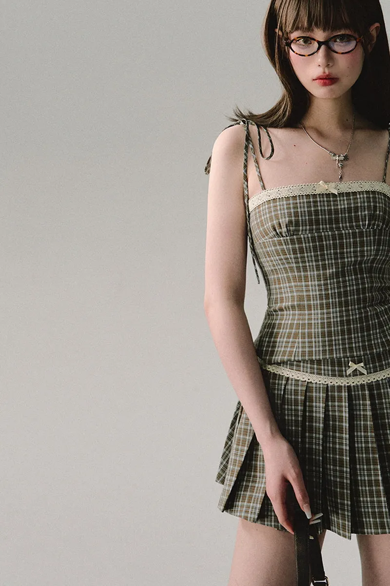 Bow Check Camisole Top / Skirt