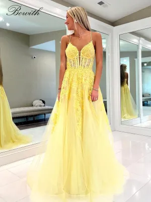 Bowith Applique Prom Dresses Long Graduation Dresses for Women Lace Up Evening Gown vestidos de cóctel