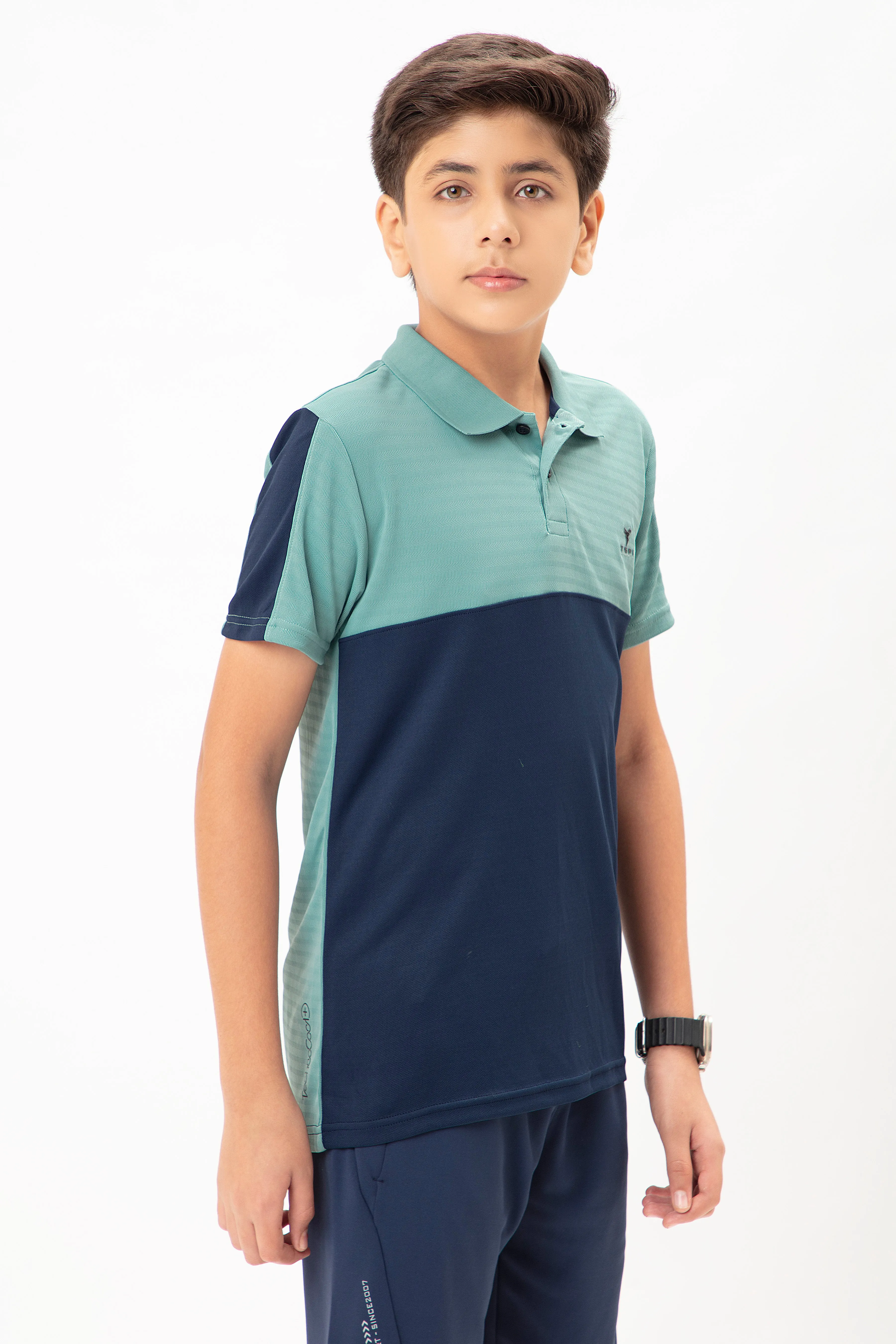 Boys Colorblock Slim Fit Polo T-shirt with TECHNO COOL 