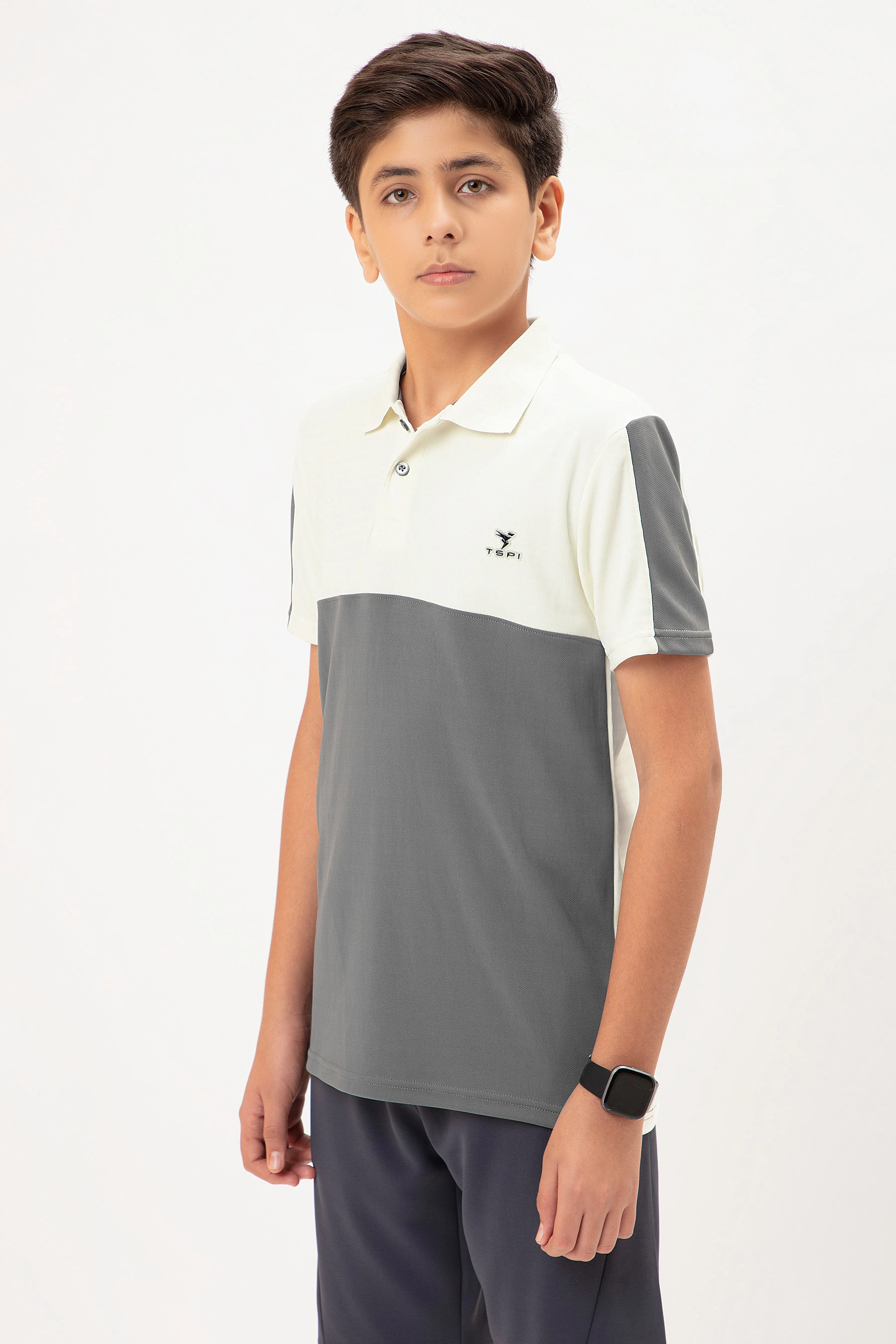 Boys Colorblock Slim Fit Polo T-shirt with TECHNO COOL 