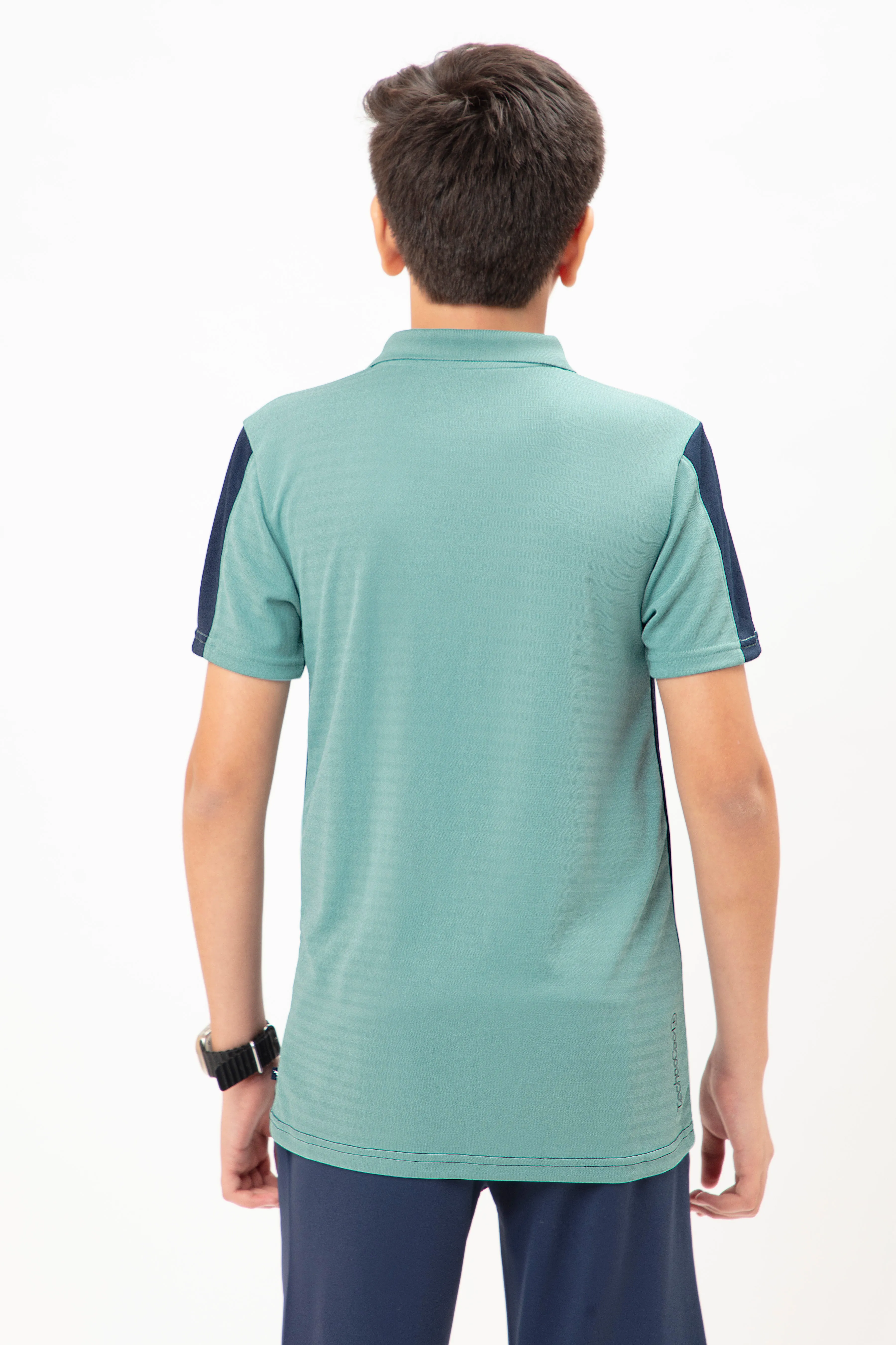 Boys Colorblock Slim Fit Polo T-shirt with TECHNO COOL 