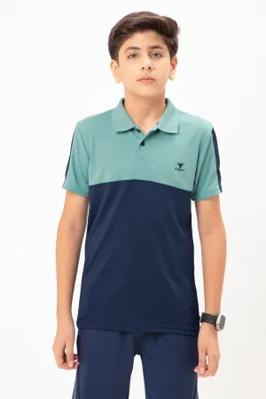 Boys Colorblock Slim Fit Polo T-shirt with TECHNO COOL 