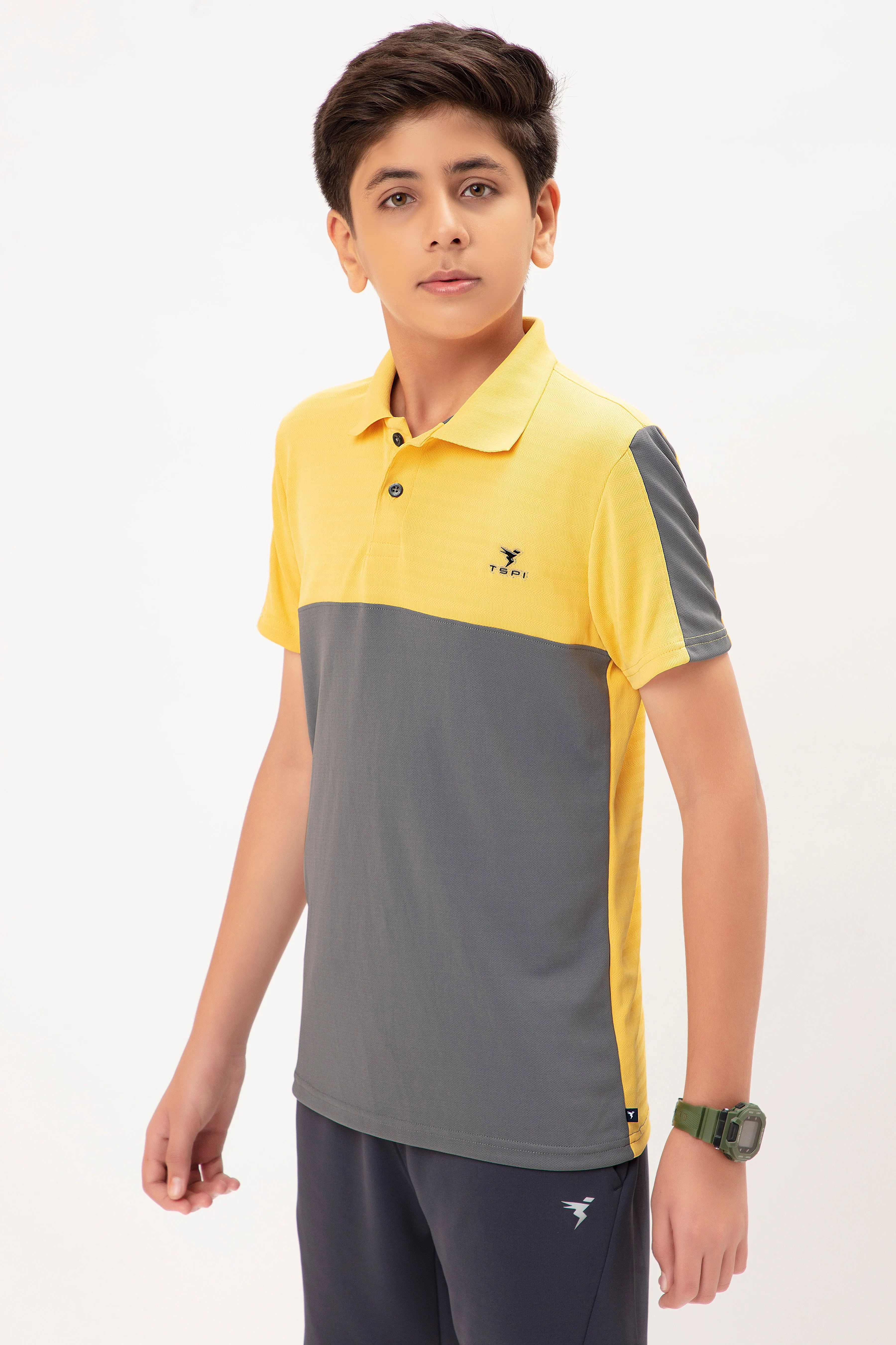 Boys Colorblock Slim Fit Polo T-shirt with TECHNO COOL 