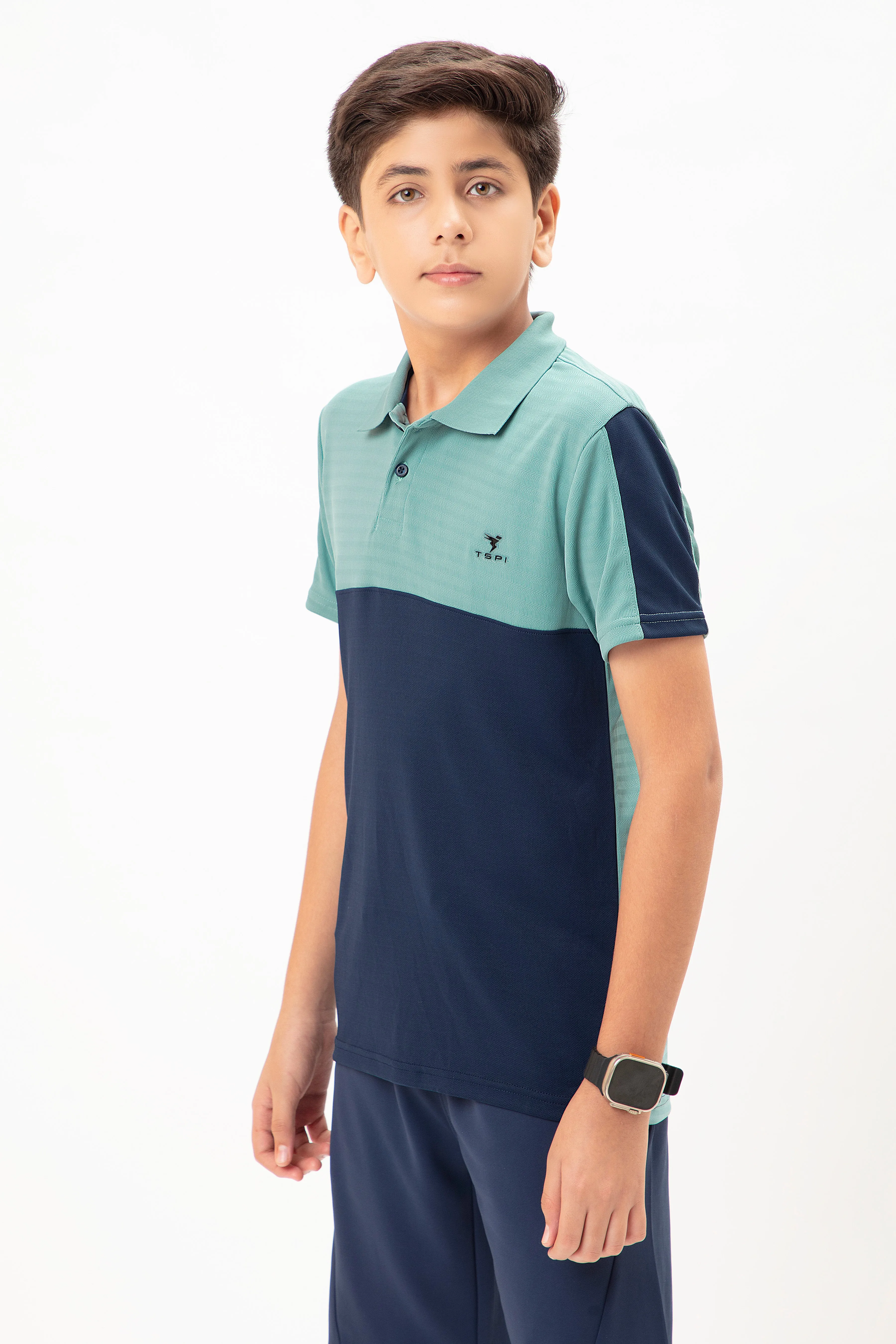 Boys Colorblock Slim Fit Polo T-shirt with TECHNO COOL 