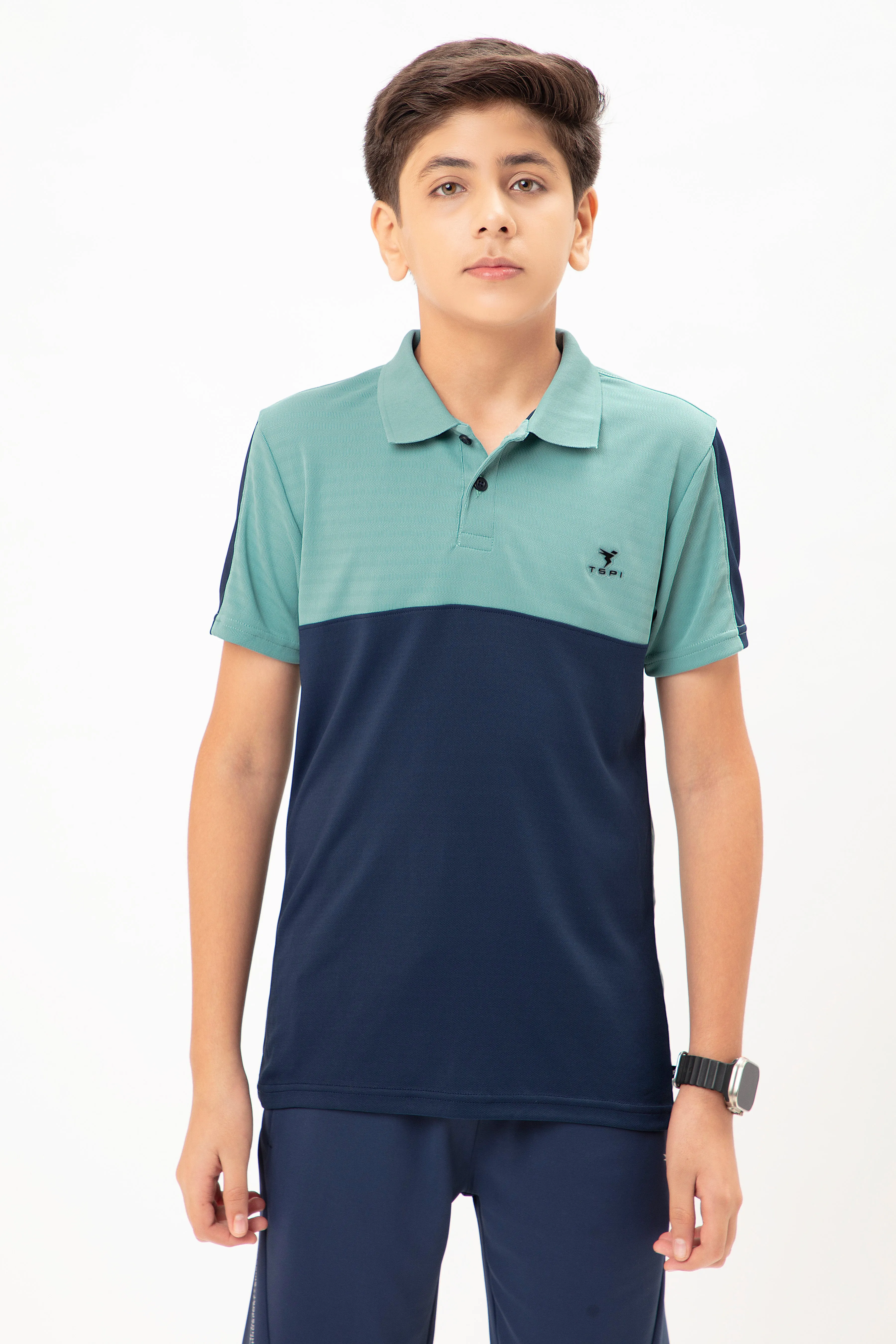 Boys Colorblock Slim Fit Polo T-shirt with TECHNO COOL 