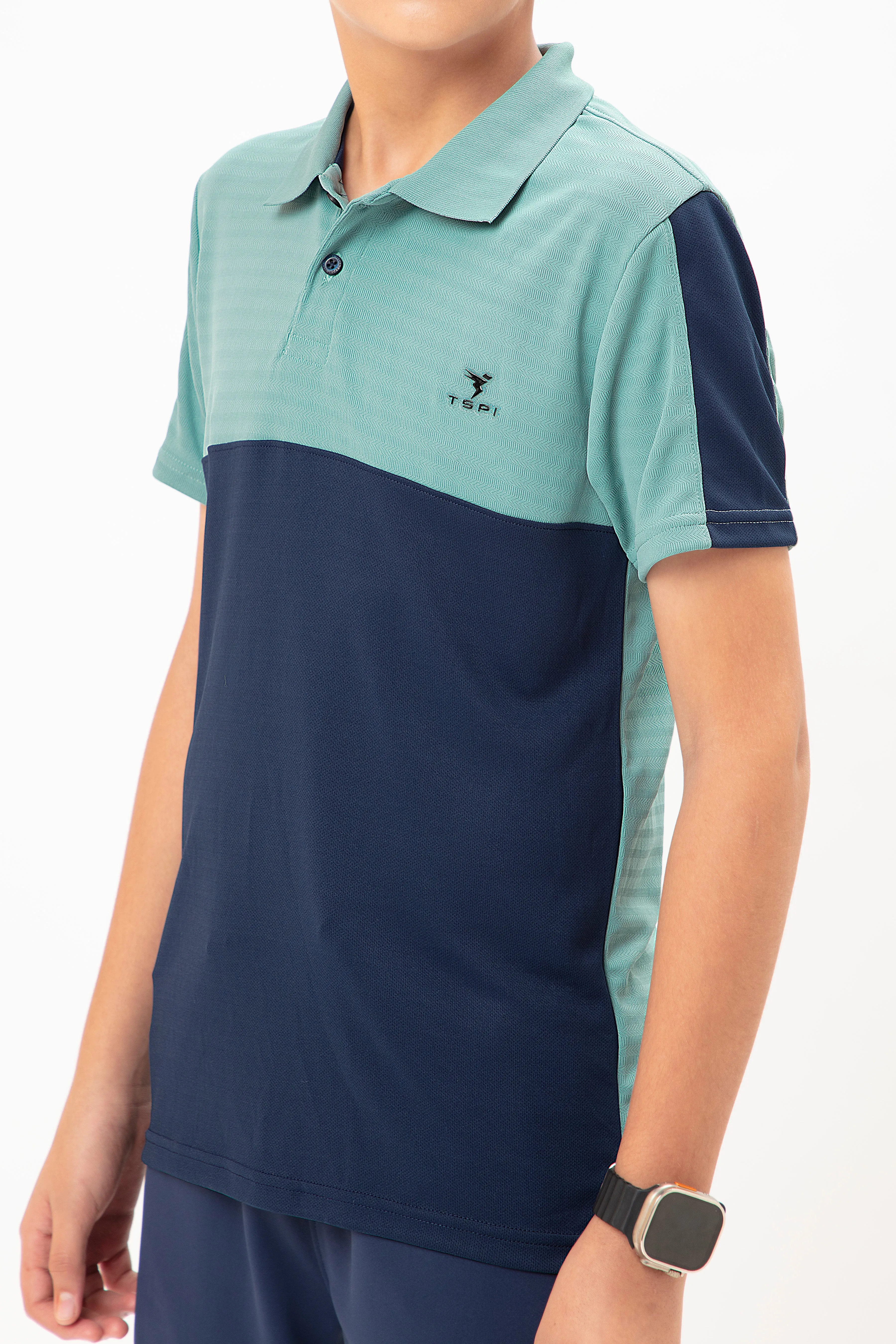 Boys Colorblock Slim Fit Polo T-shirt with TECHNO COOL 
