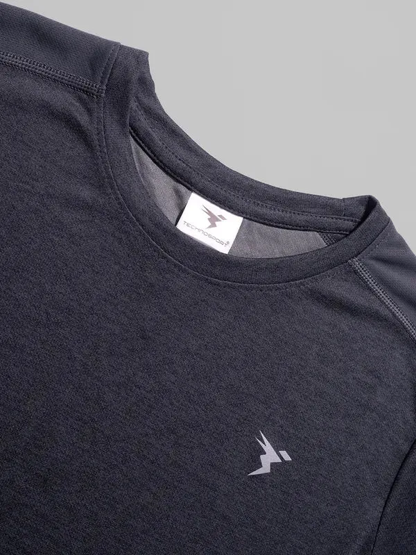 Boys Melange Slim Fit Crew Neck T-shirt with DOUBLE COOL