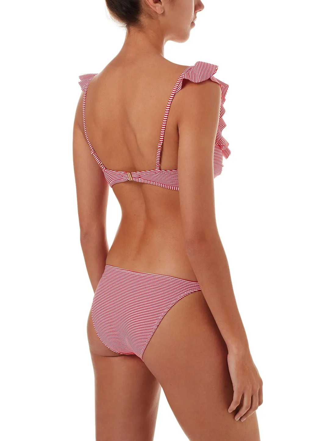 Brazil Red Gingham Bralette Over The Shoulder Frill Bikini