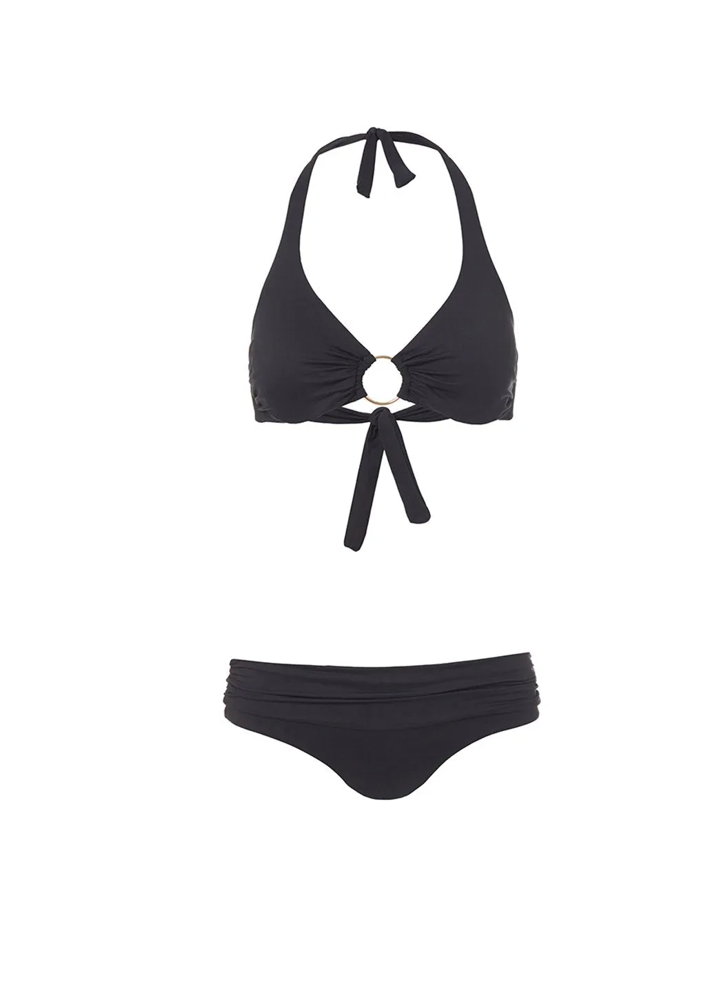 Brussels Black Halterneck Ring Supportive Bikini
