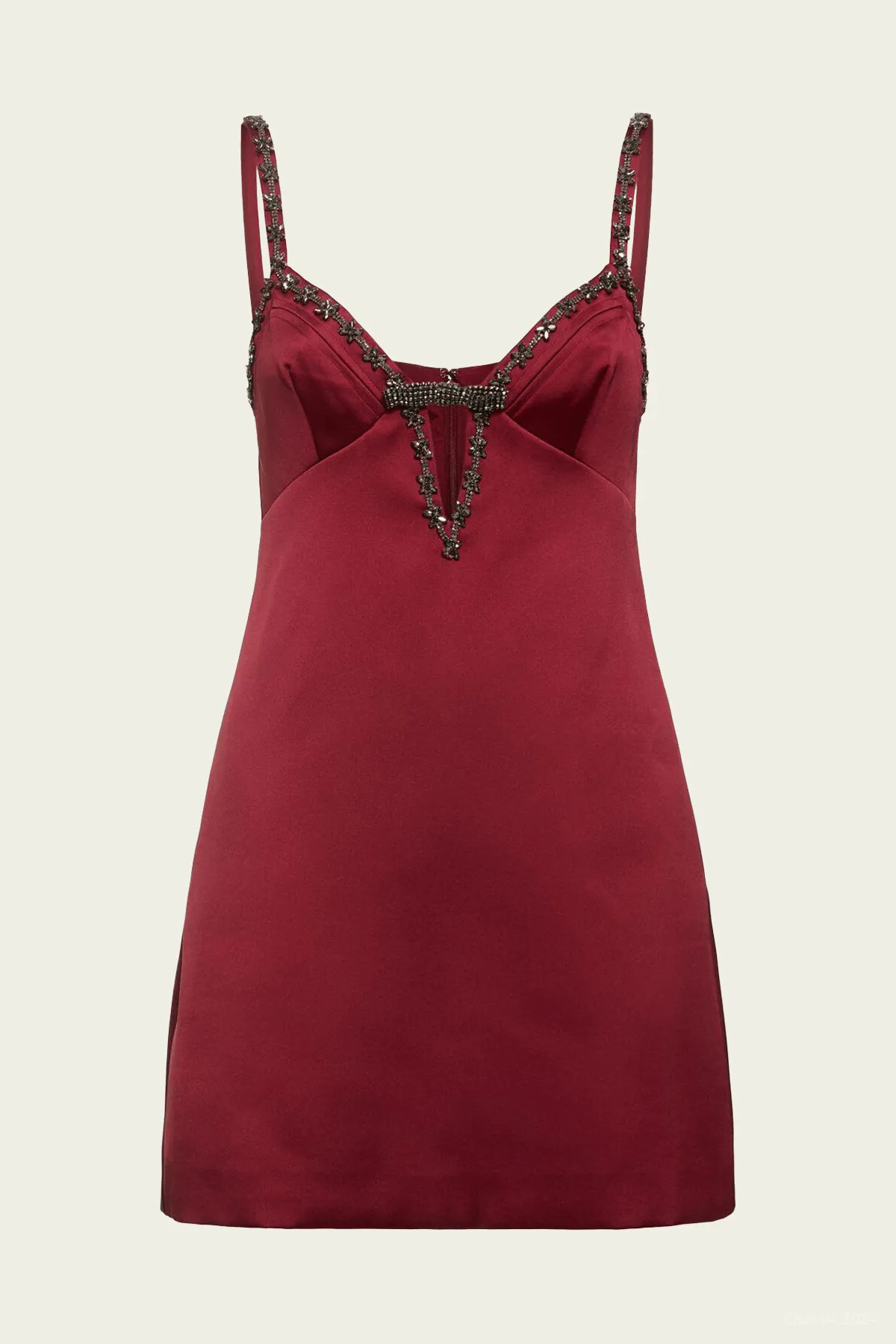 Burgundy Satin Strappy Mini Dress