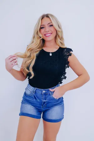 Cadence Crochet Lace Cropped Top - Black