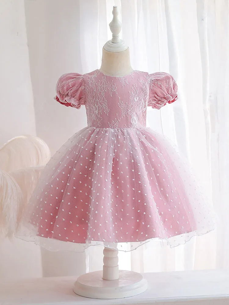 Cameo Brown Jewel Neck Short Sleeves Formal Kids Pageant flower girl dresses
