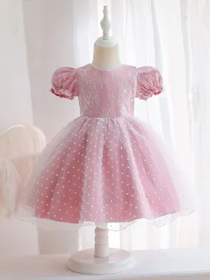 Cameo Brown Jewel Neck Short Sleeves Formal Kids Pageant flower girl dresses