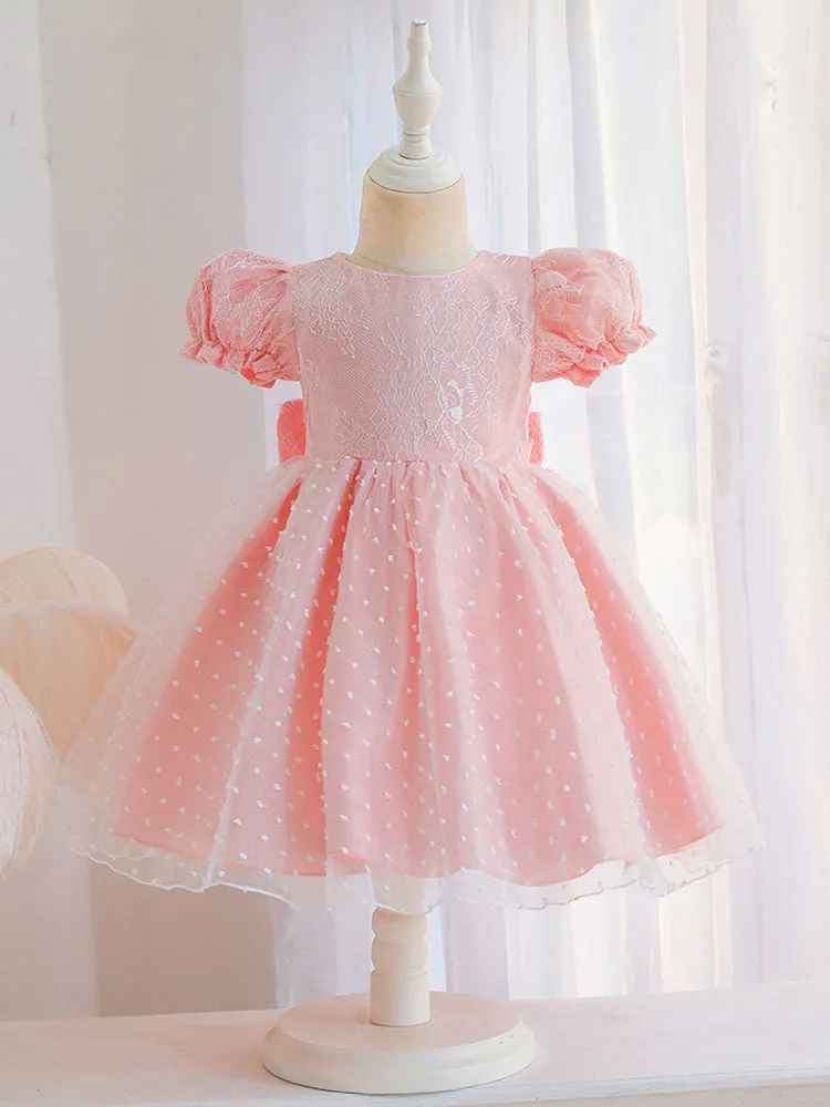 Cameo Brown Jewel Neck Short Sleeves Formal Kids Pageant flower girl dresses
