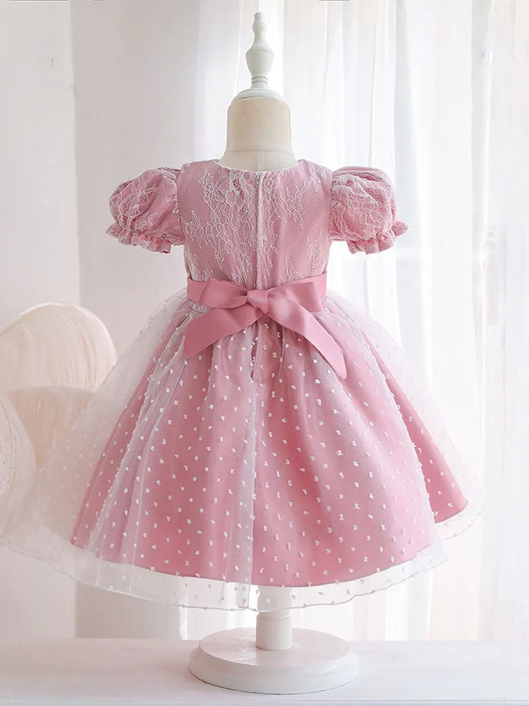 Cameo Brown Jewel Neck Short Sleeves Formal Kids Pageant flower girl dresses