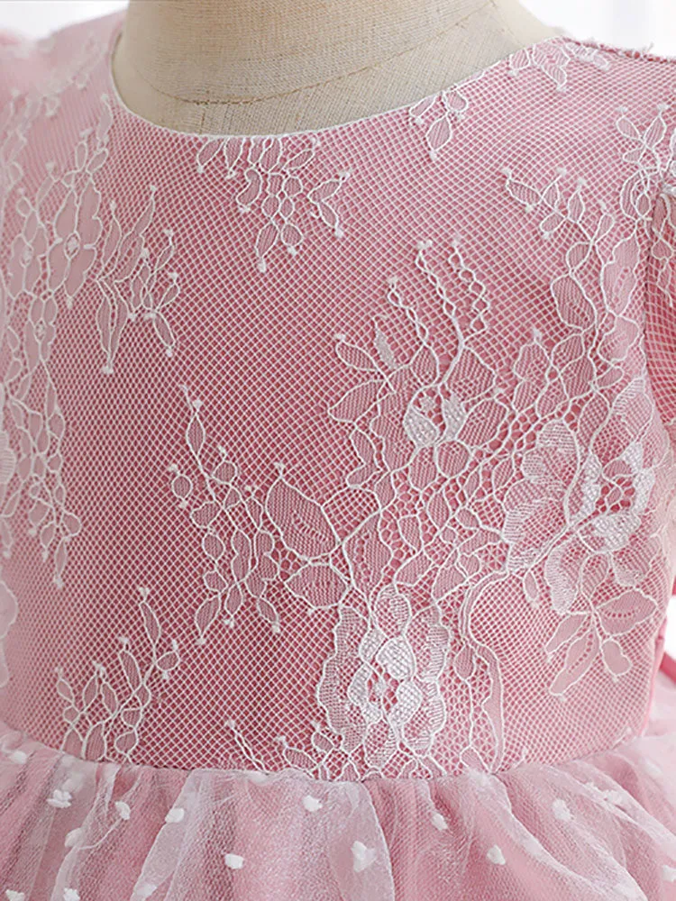 Cameo Brown Jewel Neck Short Sleeves Formal Kids Pageant flower girl dresses